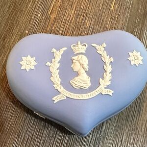 Wedgwood Jasperware trinket Blue and White Heart-Shaped Ceramic Box